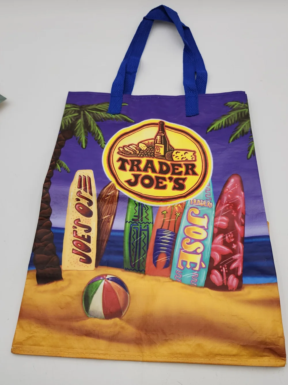 Trader Joe's Vintage Reusavle Grocery Tote Bag - Vibrant Purple Surfboards